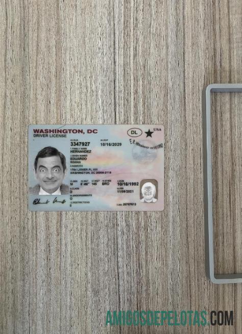 Carteira de habilitação dos EUA em Washington DC fotolook frente exemplo